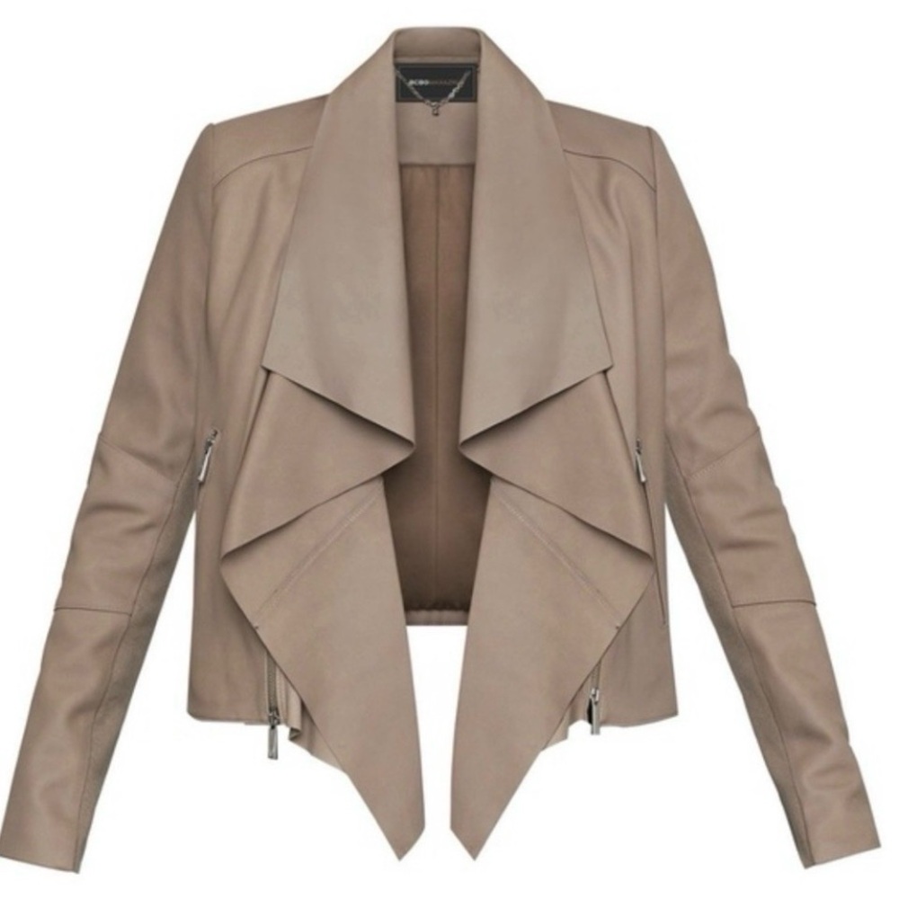 BCBGMaxAzria Taupe Kennedy Leather Jacket XS